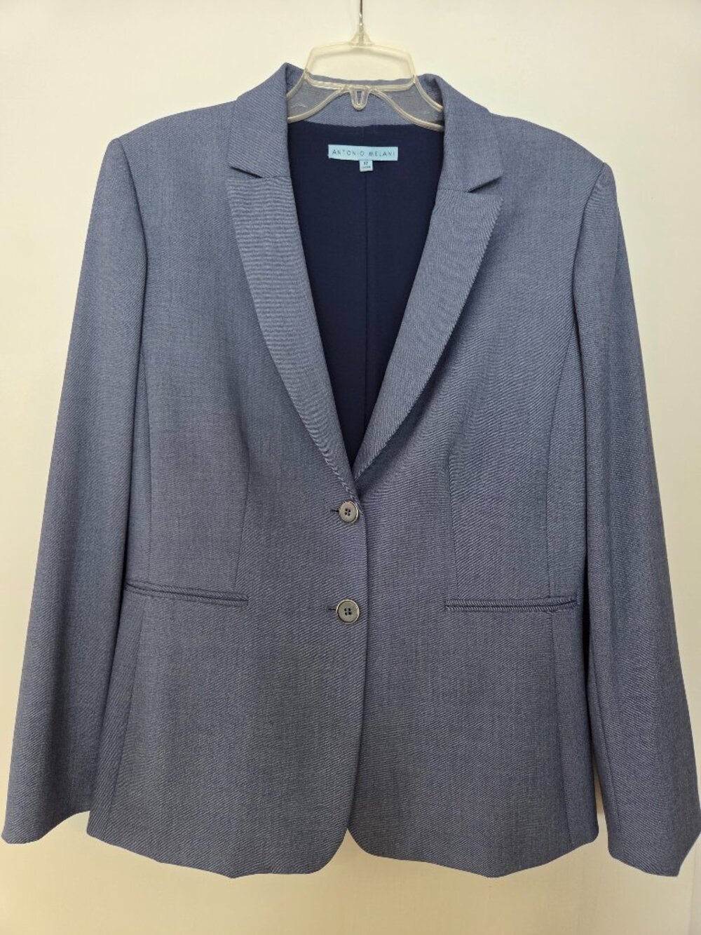 Antonio Melani Women's Size 12 Blue 2 pockets Fitted Classic Blazer Jacket